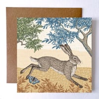 Image 1 of RUNNING HARE GREETING CARD