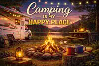 Camping is my happy place 11x8in Tempered Glass Cutting Board