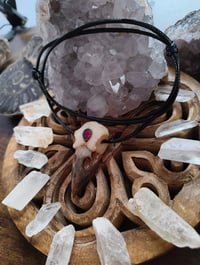 Image 1 of "Pigeons blood" lab ruby Raven Skull pendant 