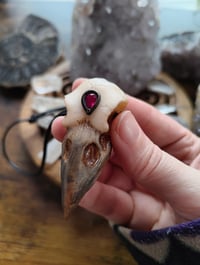 Image 2 of "Pigeons blood" lab ruby Raven Skull pendant 