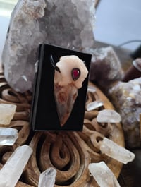 Image 3 of "Pigeons blood" lab ruby Raven Skull pendant 