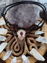 Image 4 of "Pigeons blood" lab ruby Raven Skull pendant 