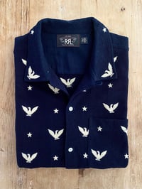 Image 1 of RRL EAGLE AND STAR EMBROIDERED INDIGO MESH SHIRT