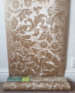 1970s Vintage Vymura Wallpaper Rolls - Gold Groovy 60s Filigree Leaf Retro - (Set of 2 Rolls) thumbnail 4