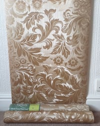 1970s Vintage Vymura Wallpaper Rolls - Gold Groovy 60s Filigree Leaf Retro - (Set of 2 Rolls) – detail view 4