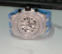 Moissanite ap Tiffany blue rubber strap