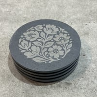 Image 2 of Slate CoasterSet - Flower Circle