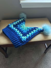 Image 11 of Handmade Crochet Jester Hat – Granny Square Beanie with Faux-Fur Pom