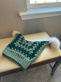 Image 3 of Handmade Crochet Jester Hat – Granny Square Beanie with Faux-Fur Pom