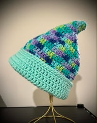 Image 2 of Slouchy Pixie Hat | Crocheted Wizard Beanie | Cottagecore Hat | Forestcore Crochet