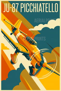 Image 3 of Stampa Fine Art ispirata ad uno JU-87 "Picchiatello"-Art Déco inspired aviation prints