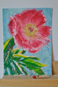 Image 2 of Peony - oil pastel drawing on paper