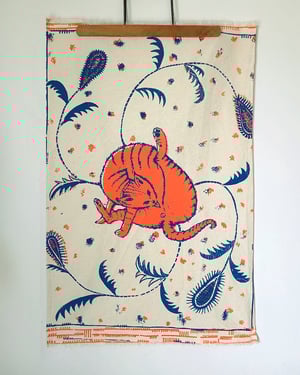 Γατί γλείφει Ποπό Πετσέτα Κουζίνας /// Cat Licking Butt Tea Towel