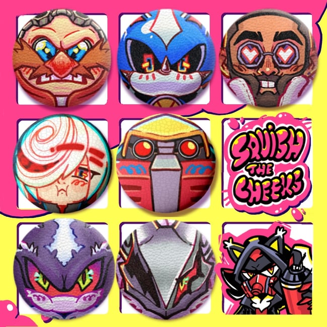 Eggman fam & other villains leather pins