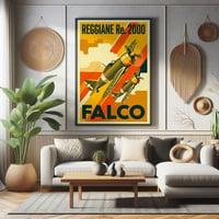 Image 3 of Stampa Fine Art Reggiane Re. 2000 FALCO – stampa Art Déco aeronautica anni ’30/40'