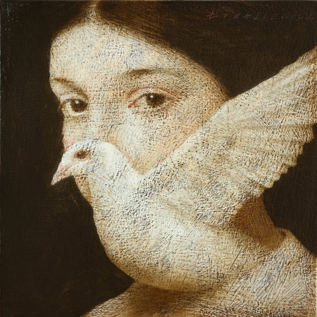 Woman with a bird VIII