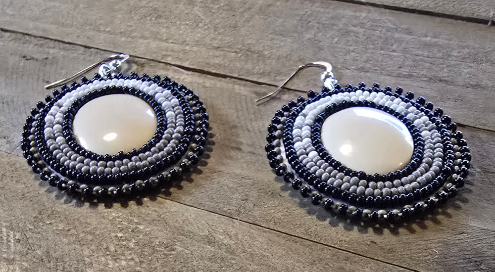 Image of Mammoth Ivory Beaded Earrings w/ .925 sterling silver 