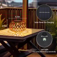 Image 2 of Solar Lanterns Outdoor Waterproof Rattan Decorative Tabletop and Hanging Lights