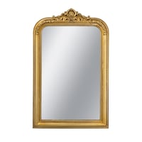 Image 2 of 23.5x37.5' Decorative Arched Wall Mirror With Ornate Gold Crest Design