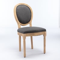 Image 3 of French Style Solid Wood Frame Antique Painting Linen Fabric Back Dining Chair