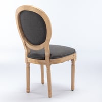 Image 5 of French Style Solid Wood Frame Antique Painting Linen Fabric Back Dining Chair