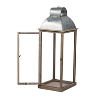 Image 5 of Set of 3, Silver and Natural Wood Lanterns, L:11x11x32'   M:8.5x8.5x23'