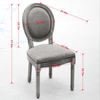Image 7 of French Style Solid Wood Frame Antique Painting Linen Fabric Back Dining Chair