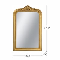Image 7 of 23.5x37.5' Decorative Arched Wall Mirror With Ornate Gold Crest Design