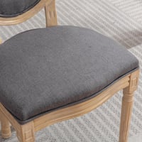 Image 9 of French Style Solid Wood Frame Antique Painting Linen Fabric Back Dining Chair