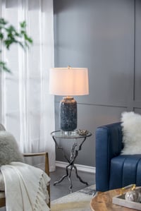 Image 11 of D16.9''xH28'' Ellis Glass Table Lamp