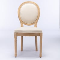 Image 19 of French Style Solid Wood Frame Antique Painting Linen Fabric Back Dining Chair