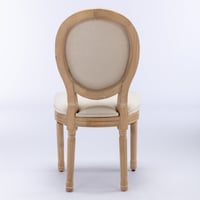 Image 23 of French Style Solid Wood Frame Antique Painting Linen Fabric Back Dining Chair