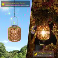 Image 11 of Solar Lanterns Outdoor Waterproof Rattan Decorative Tabletop and Hanging Lights
