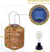 Image 12 of Solar Lanterns Outdoor Waterproof Rattan Decorative Tabletop and Hanging Lights