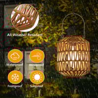 Image 17 of Solar Lanterns Outdoor Waterproof Rattan Decorative Tabletop and Hanging Lights