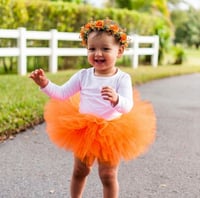 Image 1 of Orange Fluffy Tutu Baby Toddler Girl’s Tulle Skirt Birthday Halloween 