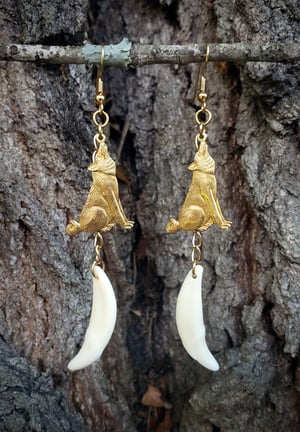 Image of Coyote Teeth and Charm Earrings