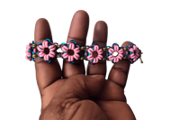 Image 2 of Hepatic chainmail bracelet named after the 6 petaled Hepatica Americana flower.