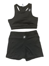 Image 1 of Ladies Black Sports Bra and shorts set 