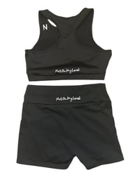 Image 2 of Ladies Black Sports Bra and shorts set 