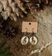 Image 1 of Antler Slab Earrings w/ Doe Charm