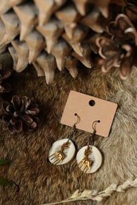 Image 2 of Antler Slab Earrings w/ Doe Charm