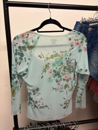 Image 4 of 00s turquoise floral micromesh long sleeve top 