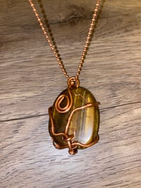 Image 3 of Tiger Eye Stone Necklace Wrapped With Copper