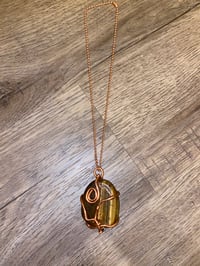 Image 2 of Tiger Eye Stone Necklace Wrapped With Copper