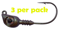 Image 1 of  "Wide Eye" Jig Head (3 Pack) Mossy Craw Colorshift Gold/Green