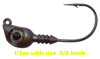 Image 2 of  "Wide Eye" Jig Head (3 Pack) Mossy Craw Colorshift Gold/Green