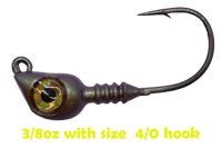 Image 3 of  "Wide Eye" Jig Head (3 Pack) Mossy Craw Colorshift Gold/Green