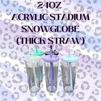 24OZ ACRYLIC STADIUM SNOWGLOBE (THICK STRAW)