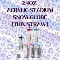 24OZ ACRYLIC STADIUM SNOWGLOBE (THIN STRAW)